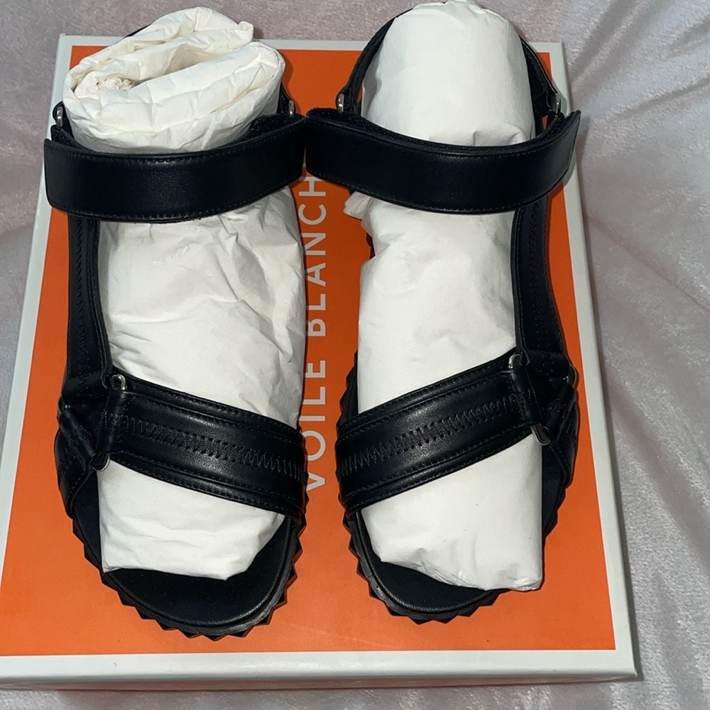 NWT VOILE BLANCHE FRANCIS ZIG Leather Sandals in Black - Picture 9 of 16